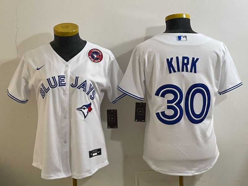Women 2025 Toronto Blue Jays #30 Kirk white Game Nike MLB Jersey style 005